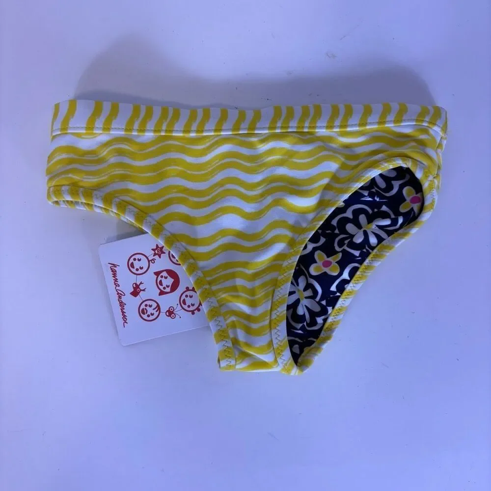 New Hanna Andersson Yellow & White & Blue Floral Reversible Swimsuit Bottoms‎ 4T